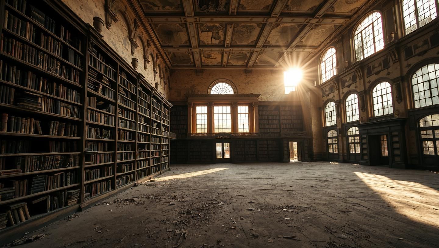 Abandoned Library Sunrise: Decay, Loss & Architectural History in 8K | Unfold Lens