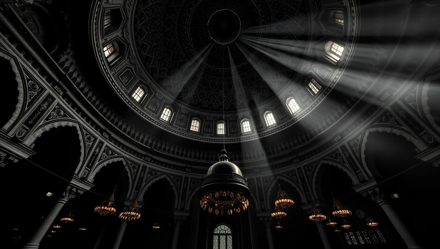 Alhambra Palace Dome: Golden Rays, Islamic Art, Granada - 8K Photo | Unfold Lens