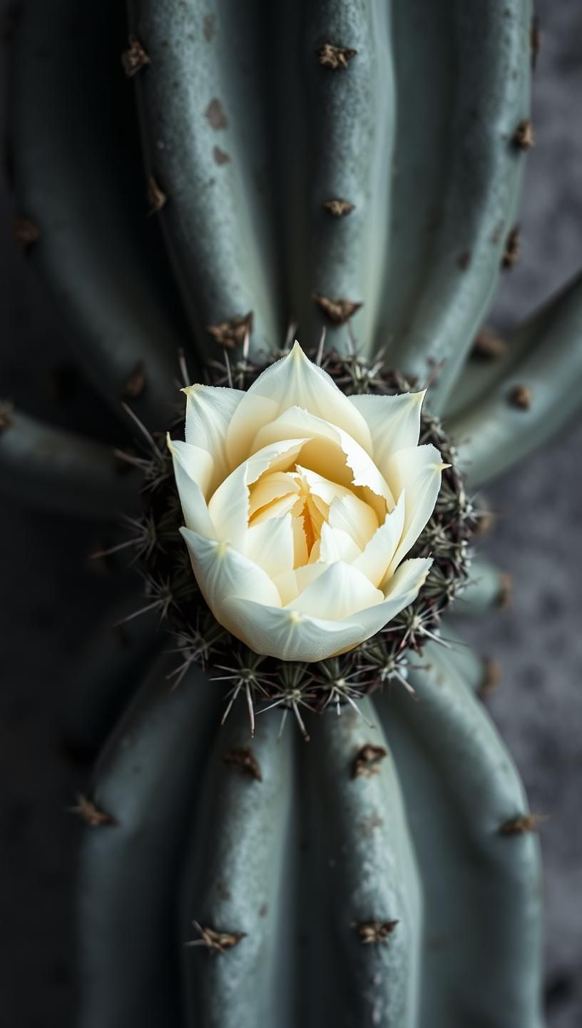 Ancient Cactus Bloom Close-Up: Delicate Desert Flower in 8K Resolution
 | Unfold Lens