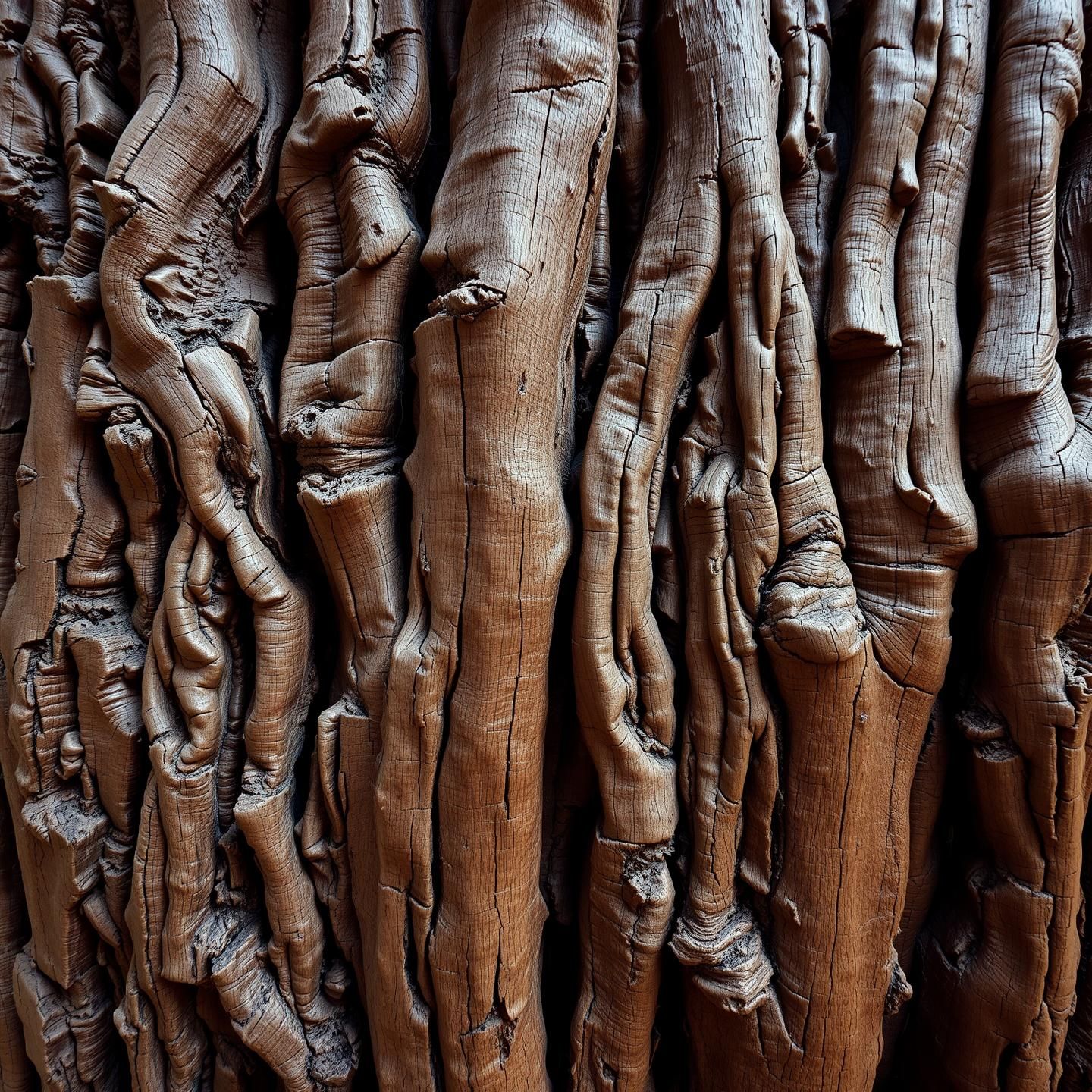 Ancient Oak Bark Maze: Mineral Echoes in Polarized Light, 8K Masterpiece | Unfold Lens
