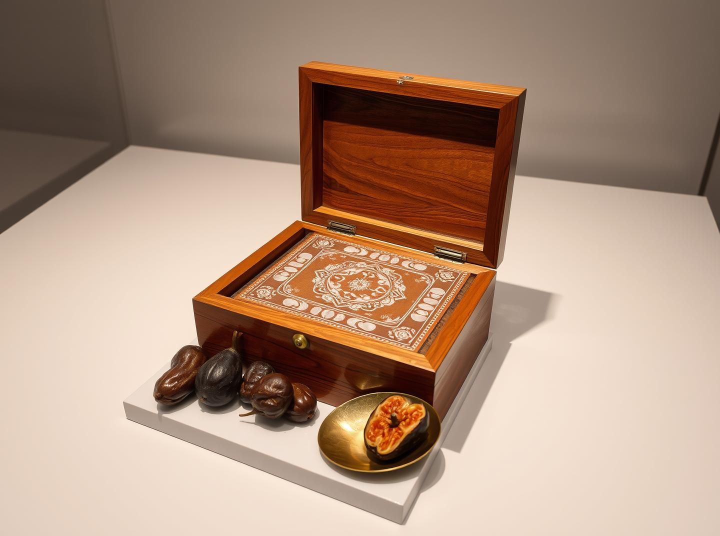 Antique Wooden Box Mother-of-Pearl Inlay: Museum Quality Art, High-Res 8k
 | Unfold Lens