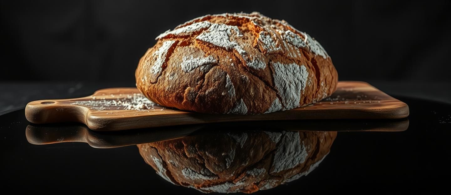 Artisan Sourdough Loaf Close-Up: Cracked Crust, Rustic Charm, Vibrant Colors
 | Unfold Lens