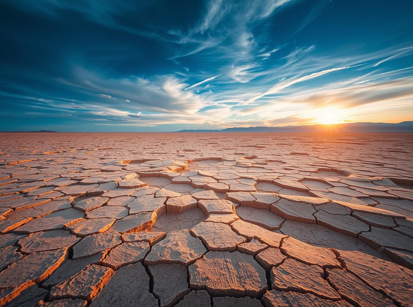 Badlands Sunrise: Hexagonal Playa Patterns & Earth's Crust Geometry in 8K
 | Unfold Lens
