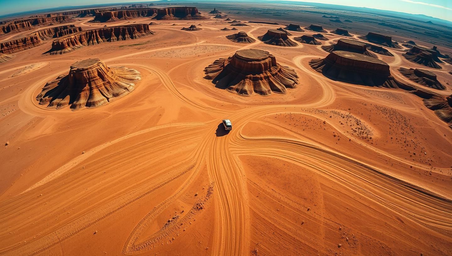 Bardenas Reales Spain Badlands Drone View: Abstract Earth Art, Inspiring Vista
 | Unfold Lens
