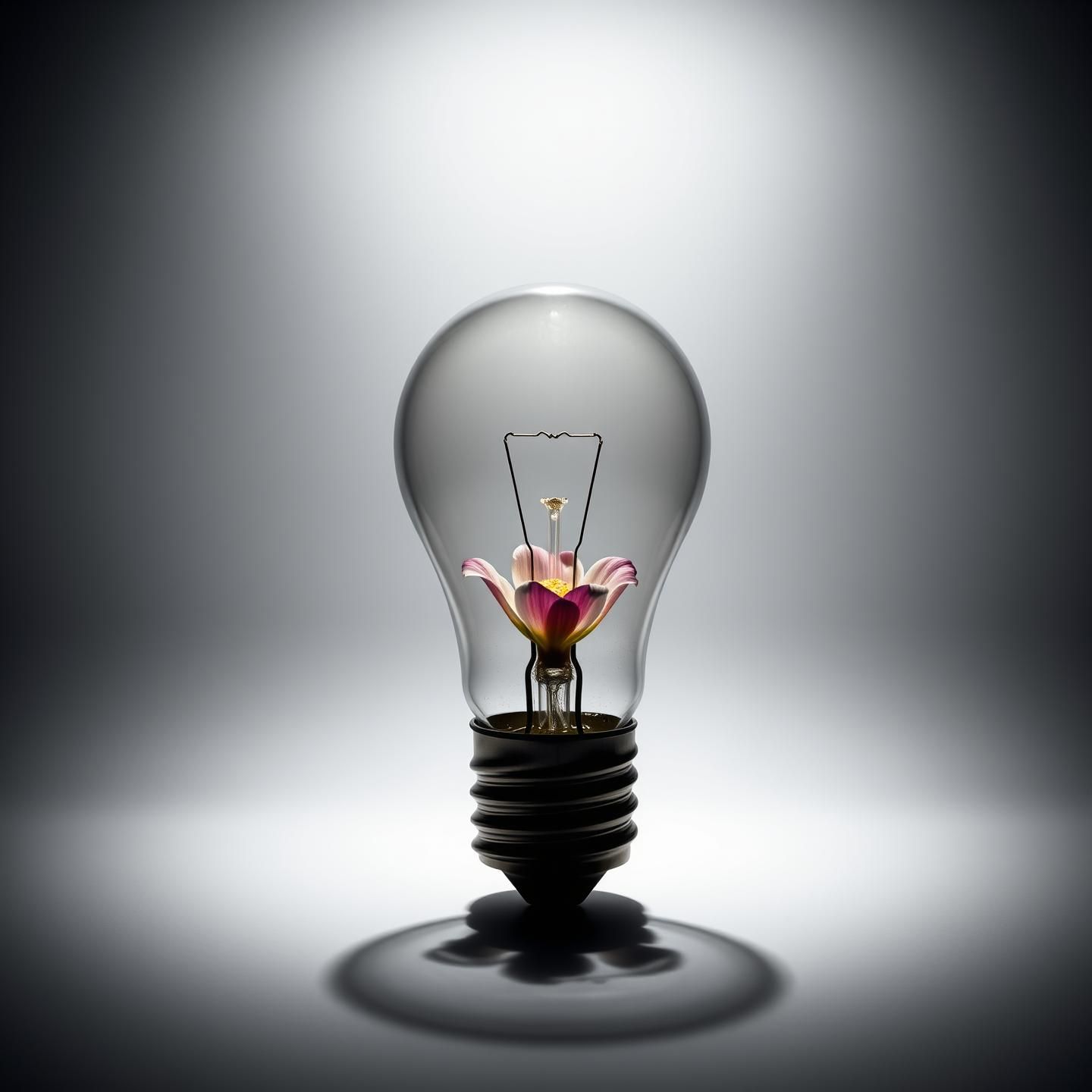 Blooming Flower Lightbulb Still Life: Minimalist, Elegant, and Inspirational
 | Unfold Lens