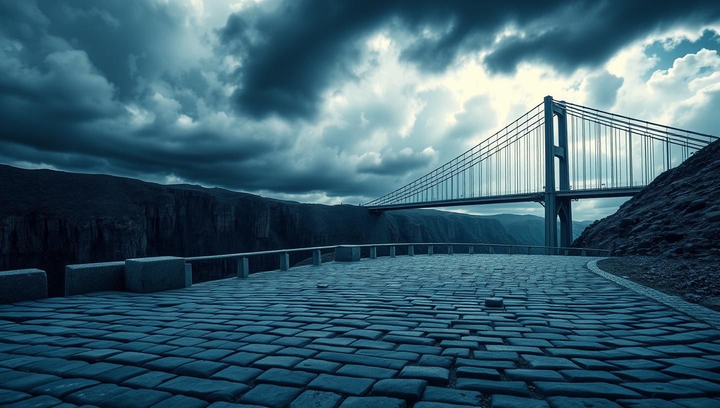 Blue Gorge Bridge: Ancient Road Meets Modern Art in 8K - Stunning Textures | Unfold Lens