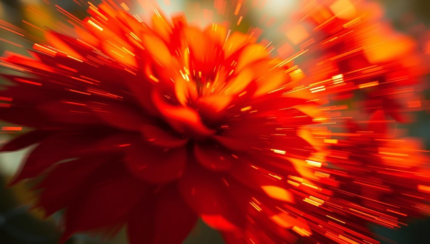 Blurred Floral Dance: Kinetic Chaos in Red, Orange, Yellow - 8K Masterpiece
 | Unfold Lens