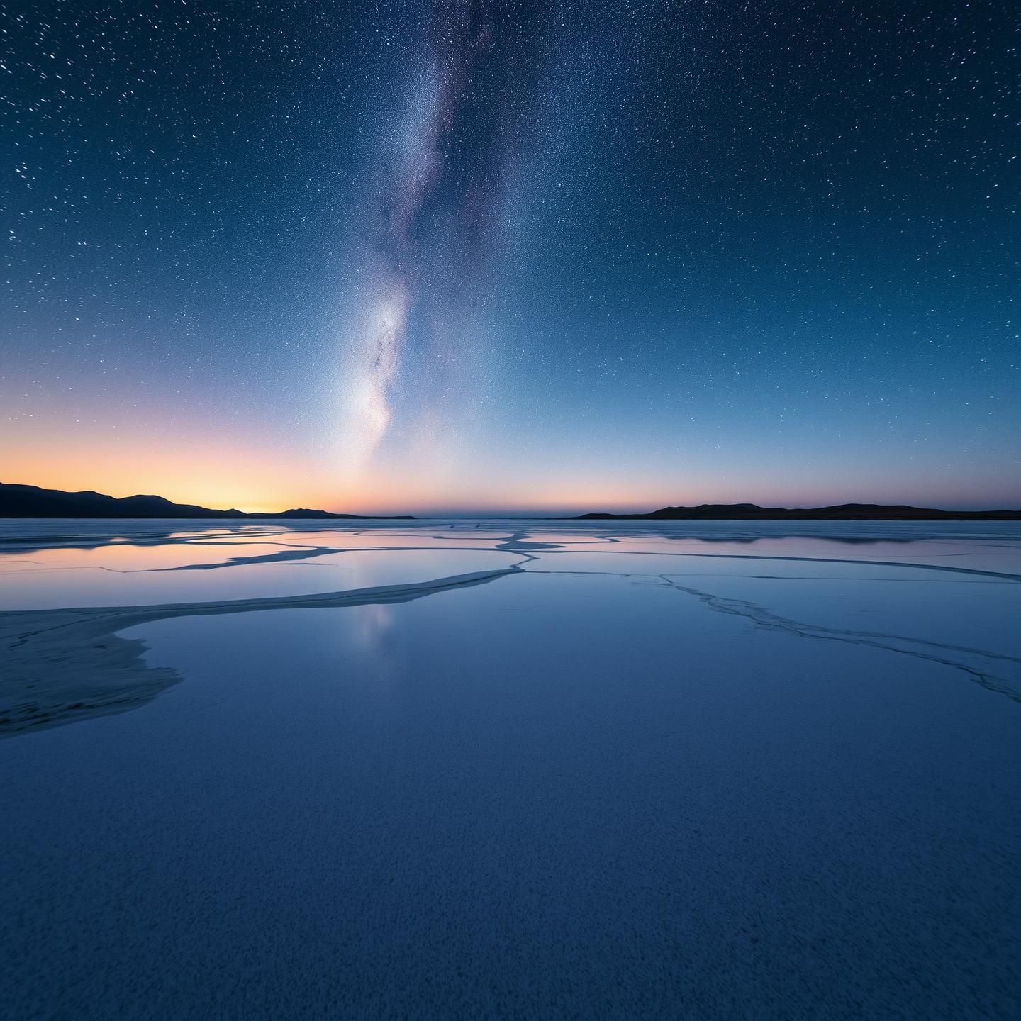Bolivian Salt Flats Mirroring Milky Way: Stargazing Perfection at Twilight 
 | Unfold Lens