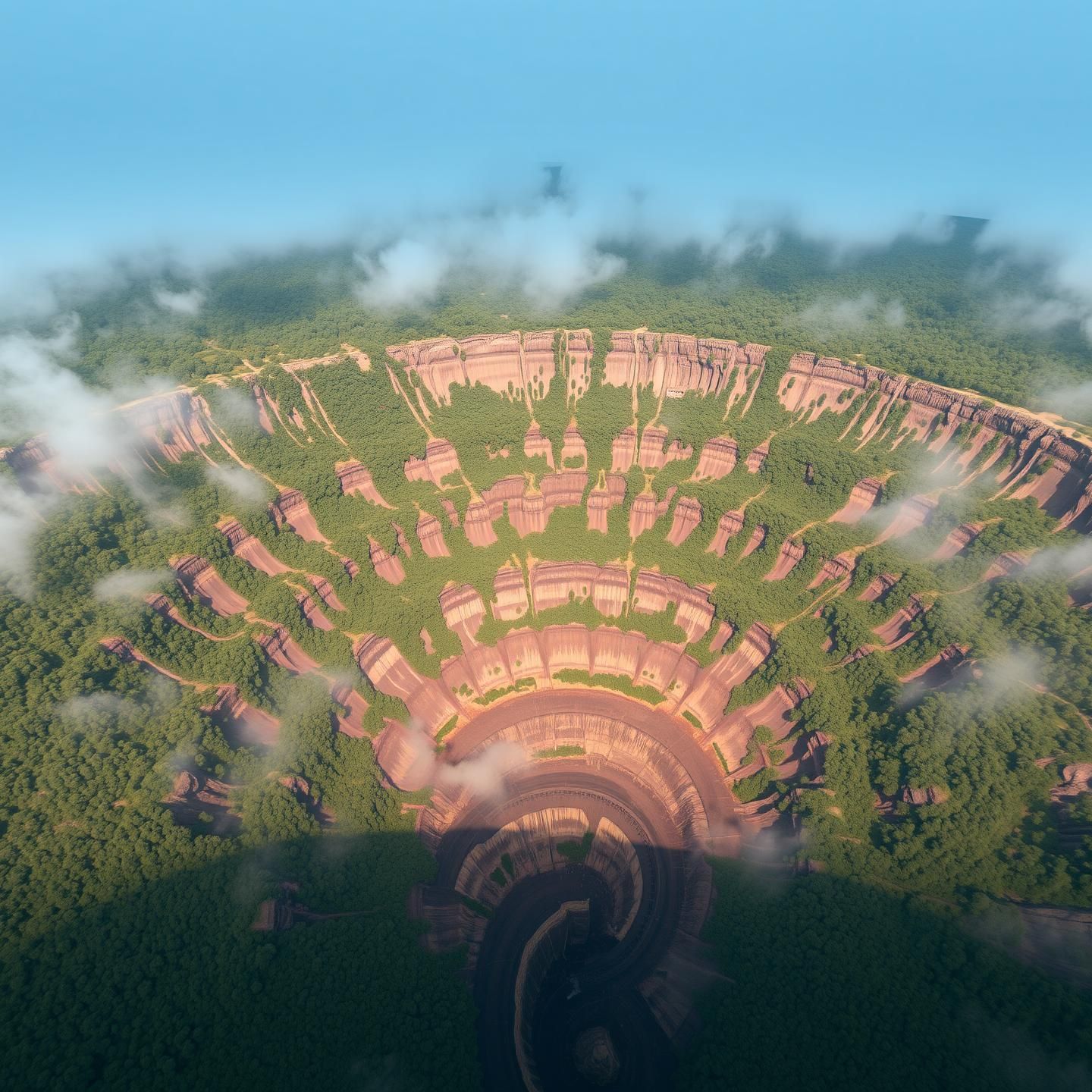 Broccoli Forest & Open-Pit Mine: Abstract Earth Art in Desaturated Light, 8K
 | Unfold Lens