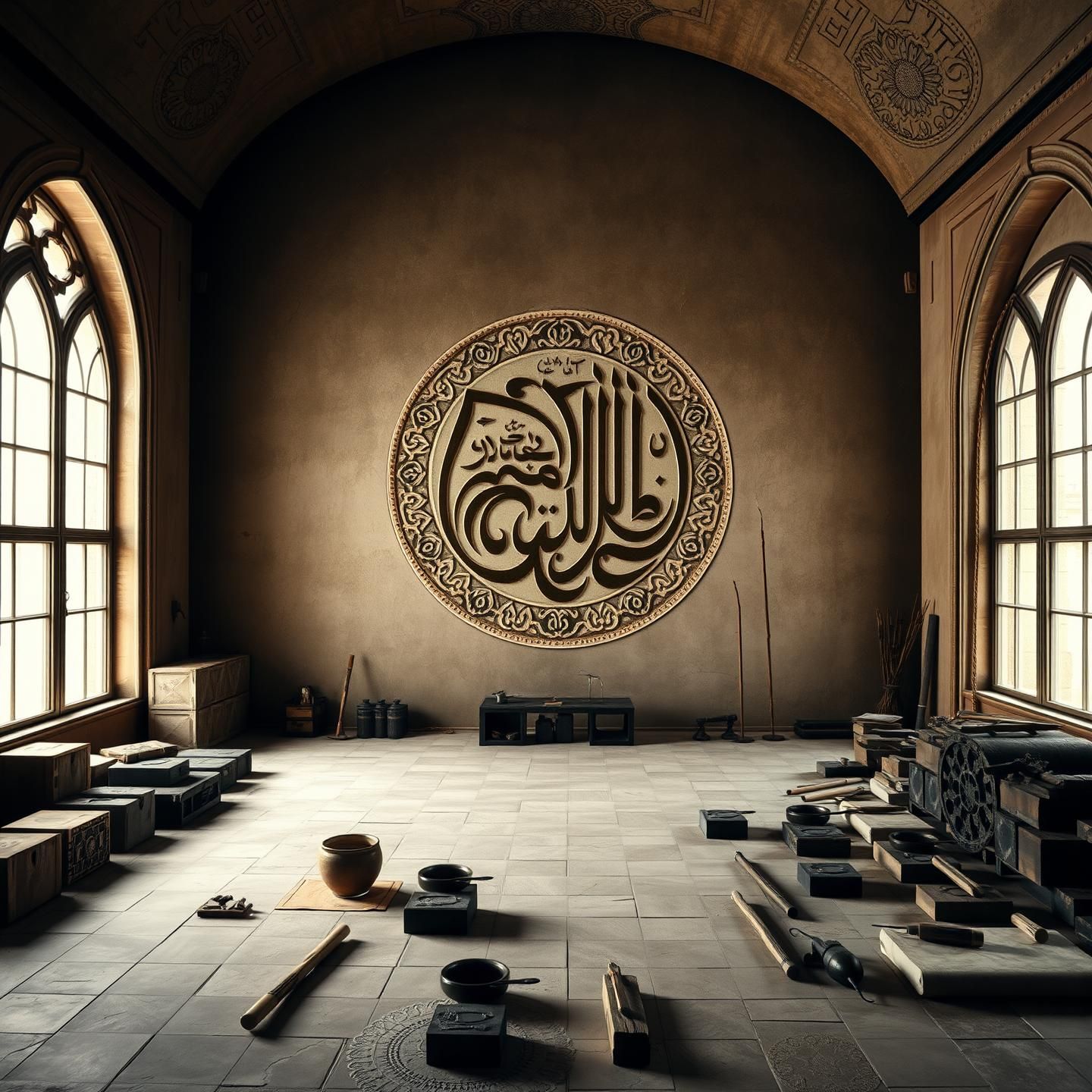 Calligraphy Studio: Geometric Mosaic to Swirls, Inspiring Art in Monochromatic Taupe
 | Unfold Lens