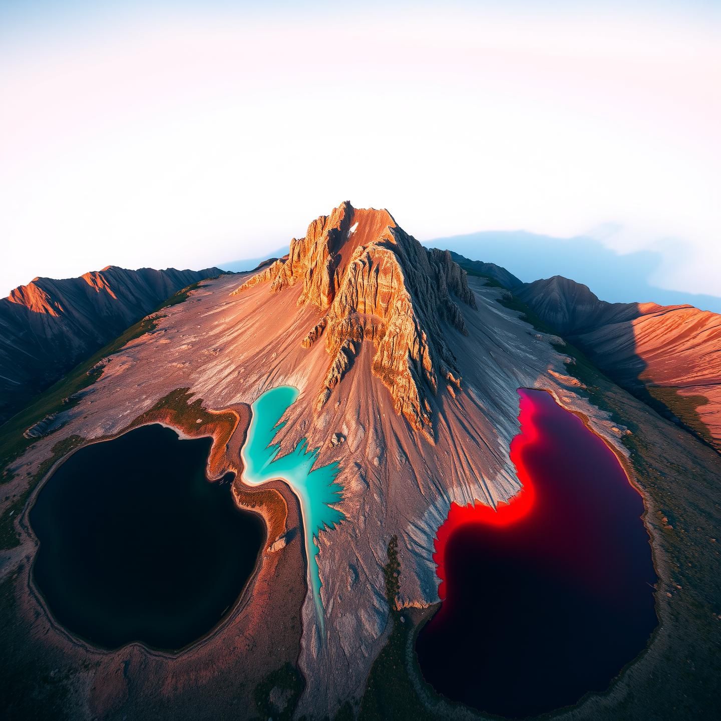 Canadian Rockies Crater Lakes Monolith Dawn: Inspiring Aerial Alpenglow Beauty
 | Unfold Lens