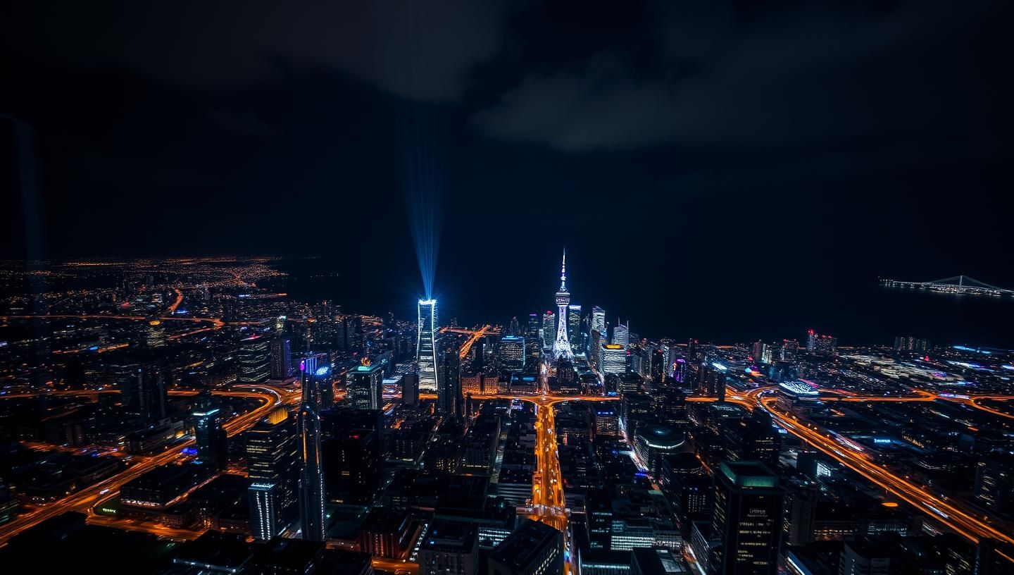 City Light Painting: Nightscape Art, Light Streaks in Urban Cosmos 8K
 | Unfold Lens
