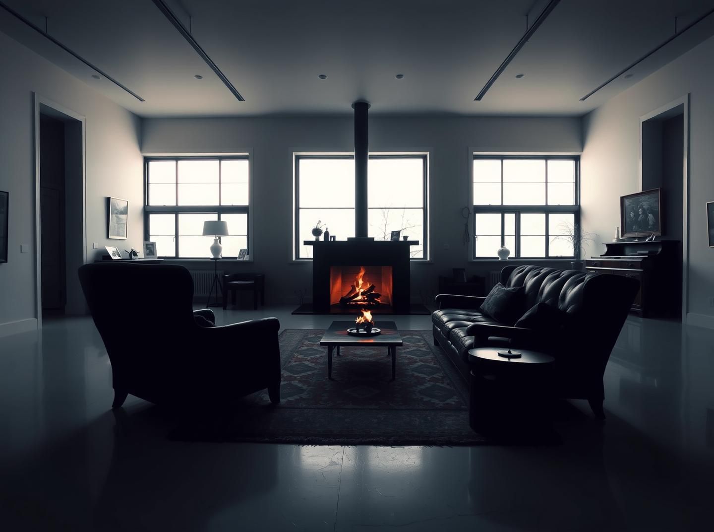 Cozy Rustic Fireplace Oasis in Modern Museum - Atmospheric Art Photography
| Unfold Lens
