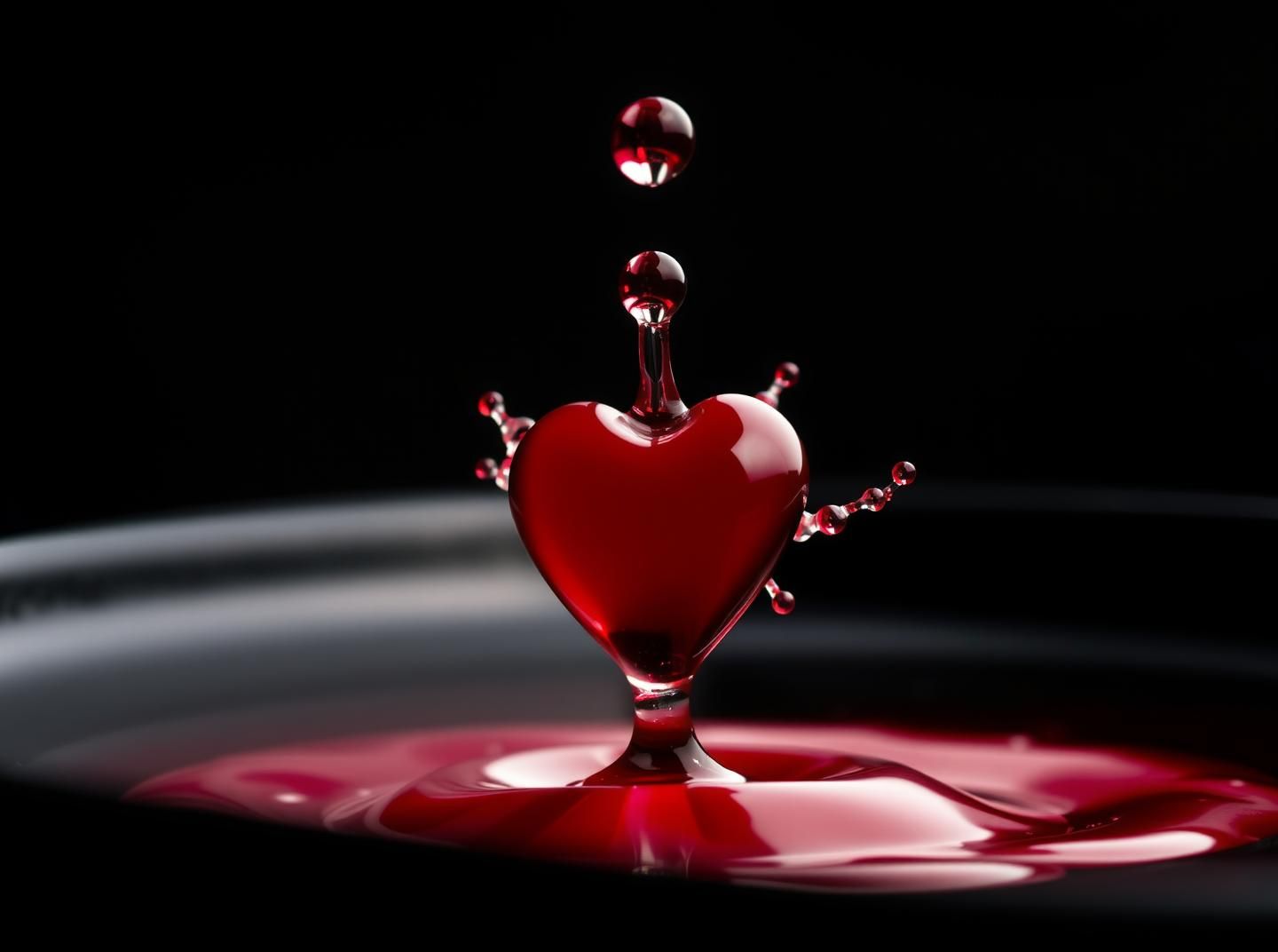 Crimson Wine Drop Heart - Stunning Macro Photo in 8K - Liquid Art Sculpture
 | Unfold Lens