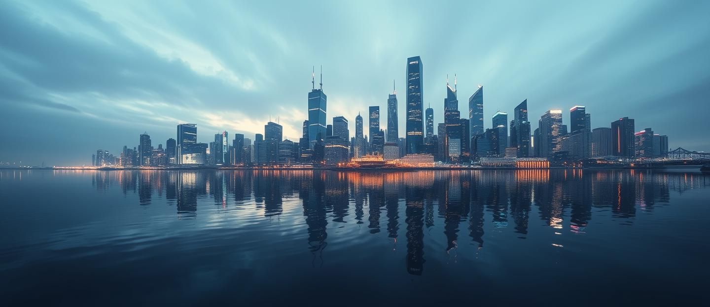 Cyberpunk City Reflection Panorama: High-Tech Dystopian Skyline After Rain 8K | Unfold Lens