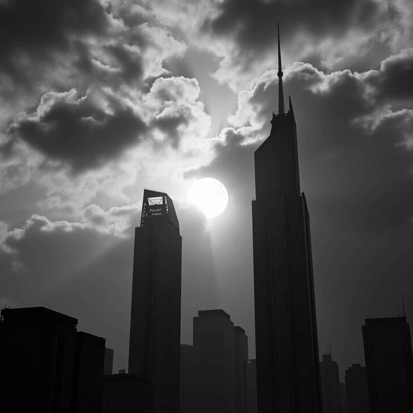 Cyberpunk Cityscape Moonrise: Dramatic Silhouette in High-Contrast, Moody Light
 | Unfold Lens