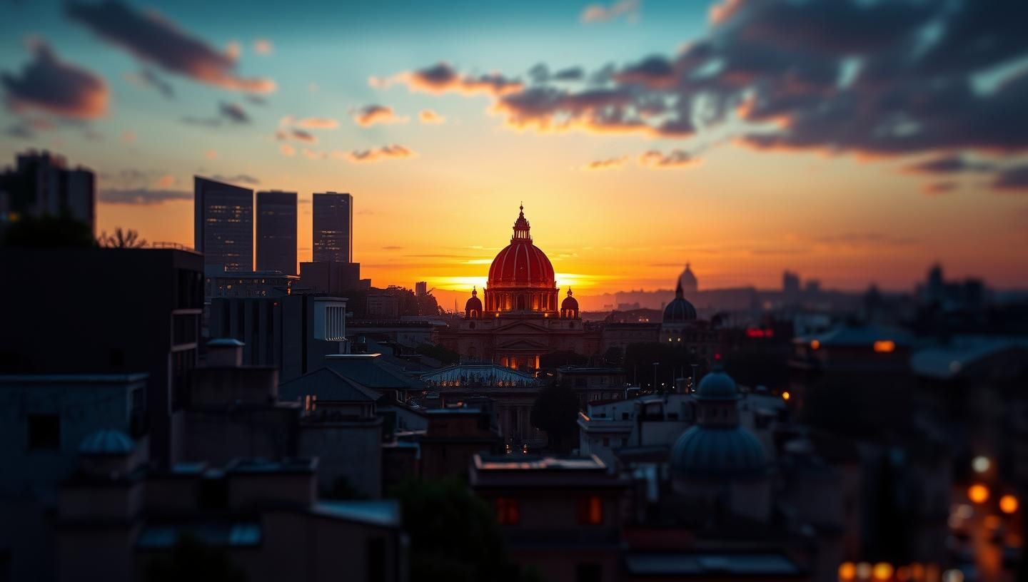 Cyberpunk Rome Sunset: High-Tech Dystopia, Miniature Masterpiece in 8k
 | Unfold Lens
