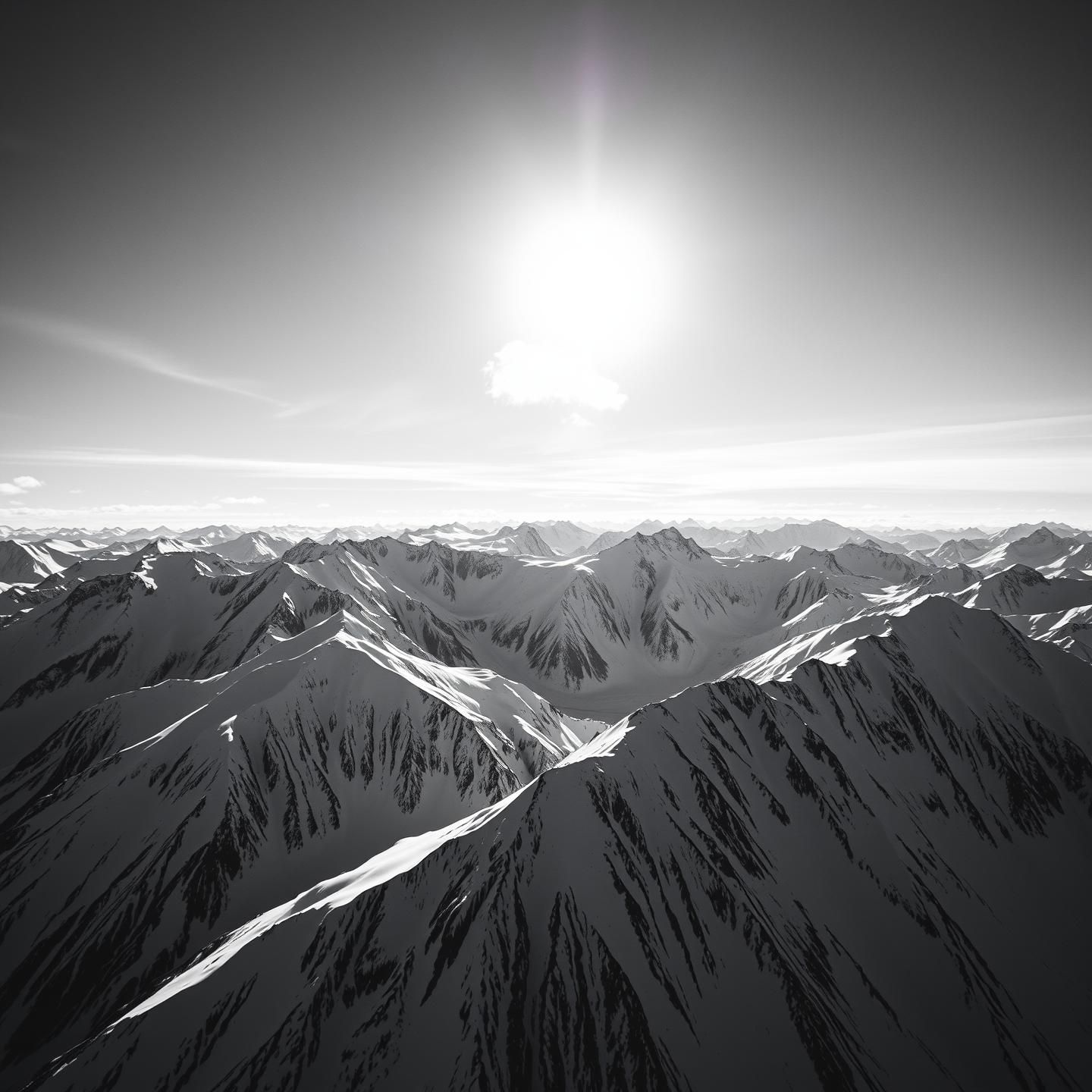 Denali National Park Alaska: Breathtaking Mountain Vista in Crisp Black and White
 | Unfold Lens