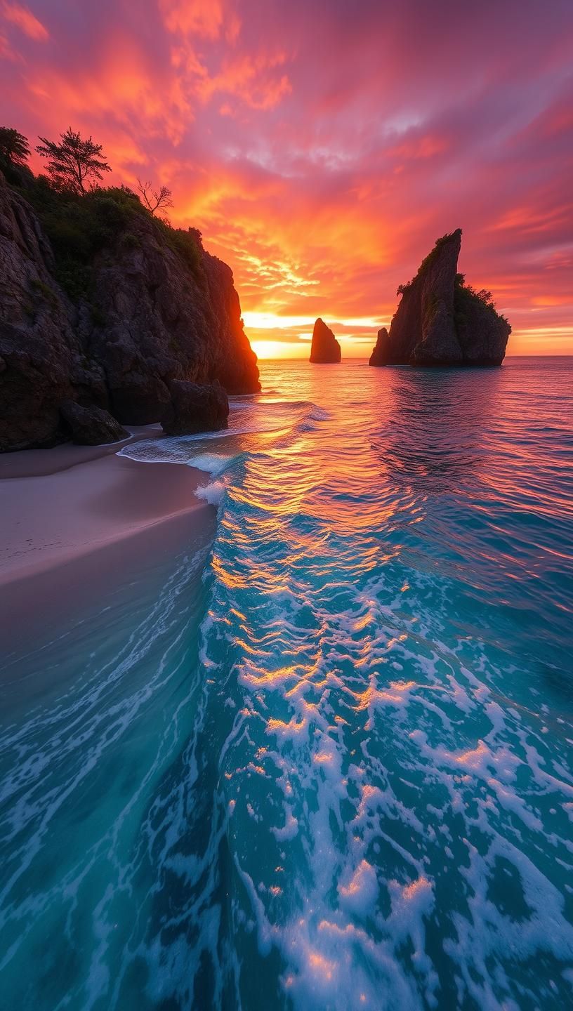 Derawan Islands & Pacific Northwest Cliffs: Sunrise Reefs & Ghostly Waves
 | Unfold Lens