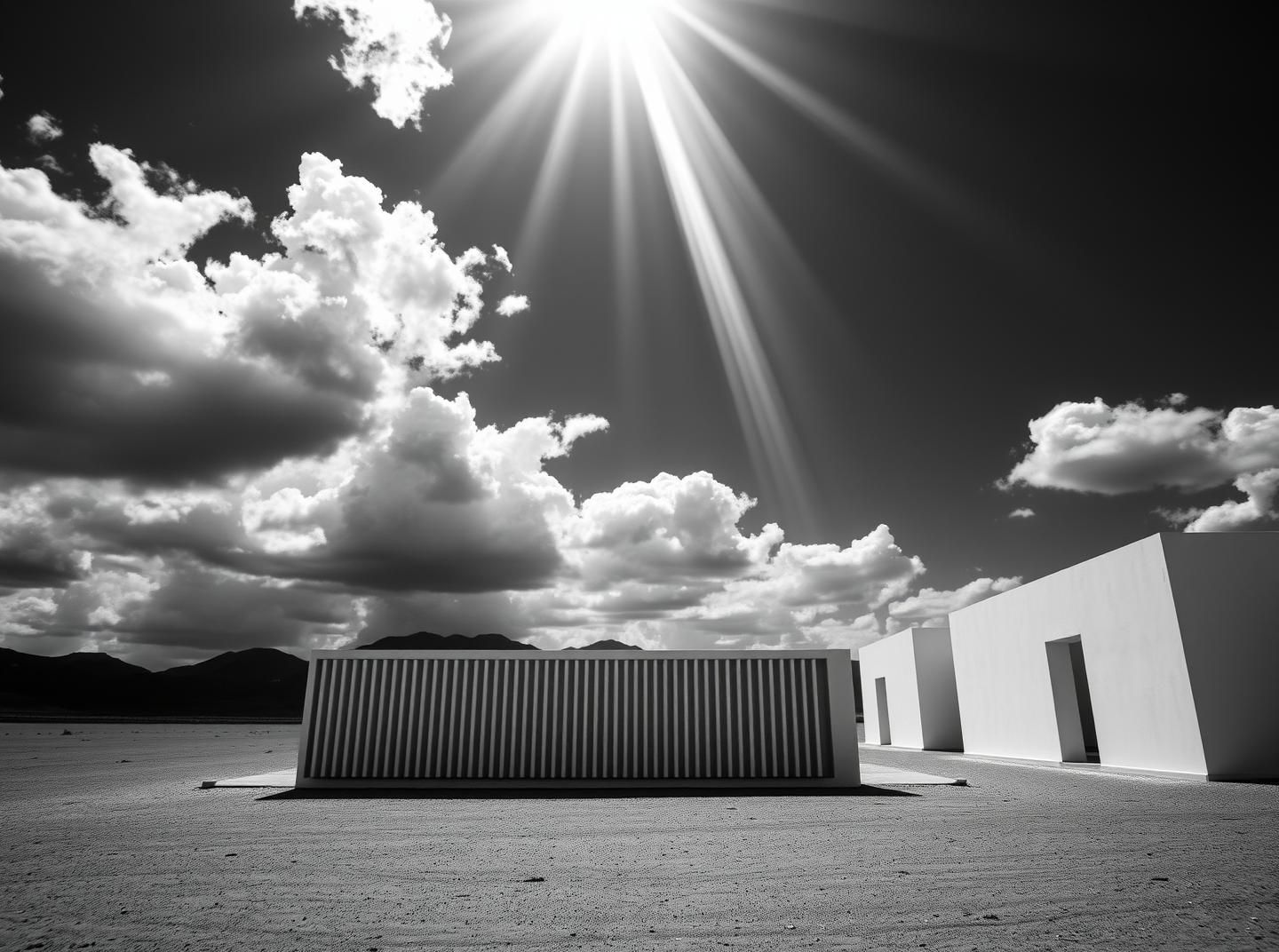 Desert Louvered Wall Art, Minimalist Architecture, High Contrast Black and White 8K
 | Unfold Lens