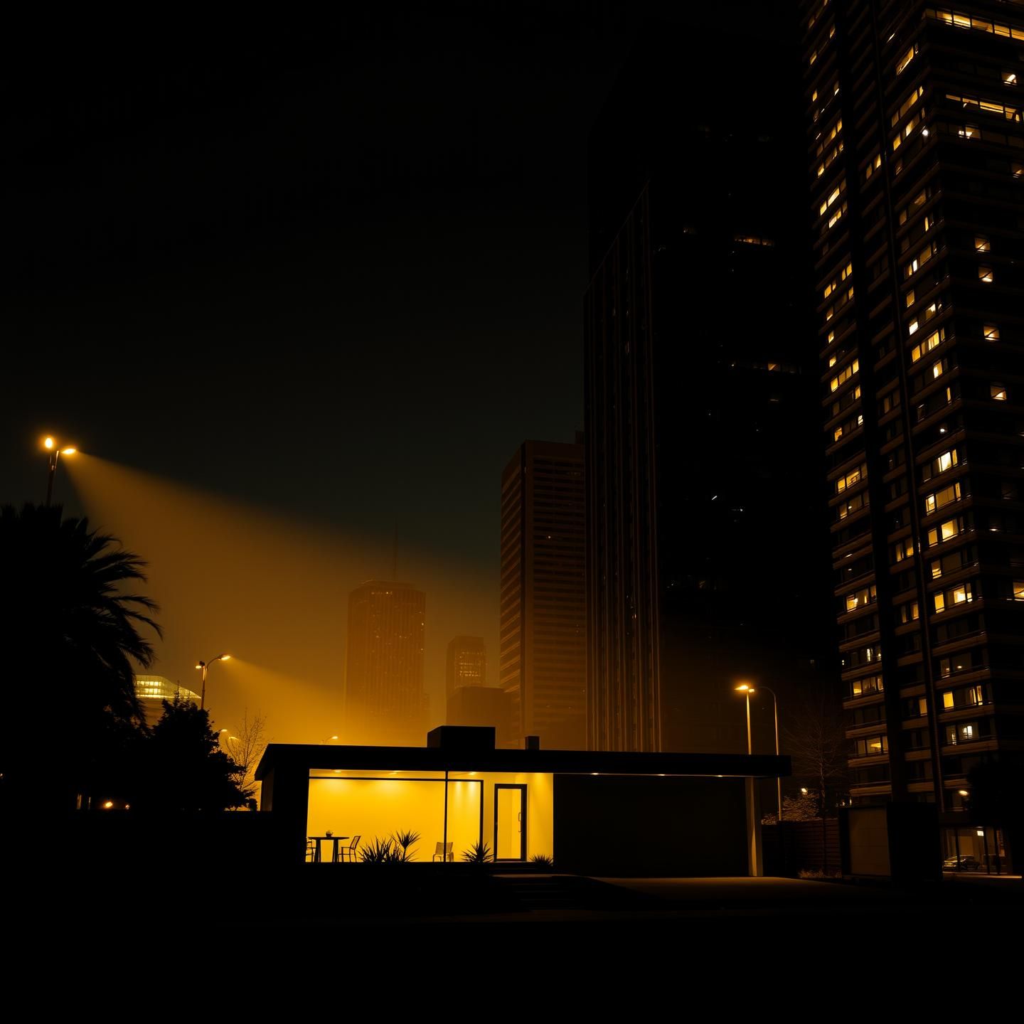 Desert Modern Home Silhouette at Twilight in Urban Oasis 8K Resolution
 | Unfold Lens
