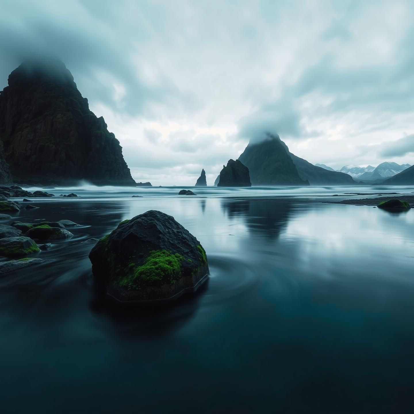 Dramatic Coastline Sea Stacks Mirroring Sky & Cosmos - Zen Serenity in 8K
 | Unfold Lens
