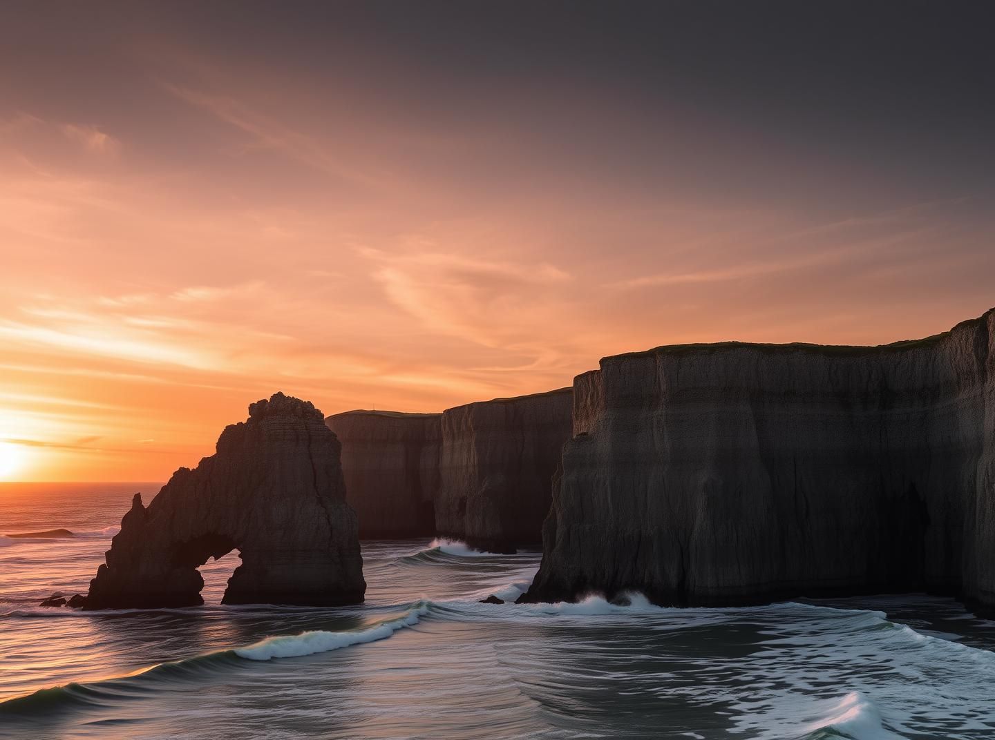 Dramatic Dover Cliffs Sunset: Black and White Seascape Art - 8K Resolution
 | Unfold Lens