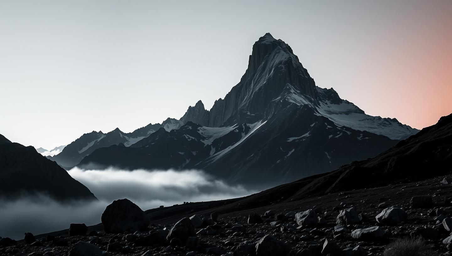 Dramatic Fitz Roy Peak Silhouette, Patagonia Andes. Mystical Mountain View
 | Unfold Lens