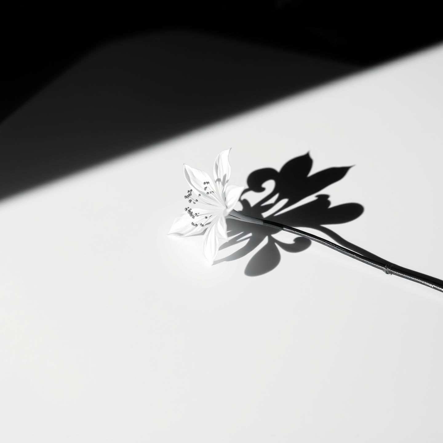 Dramatic Floral Shadow on Black Acrylic, High-Contrast Beauty in 8K
 | Unfold Lens
