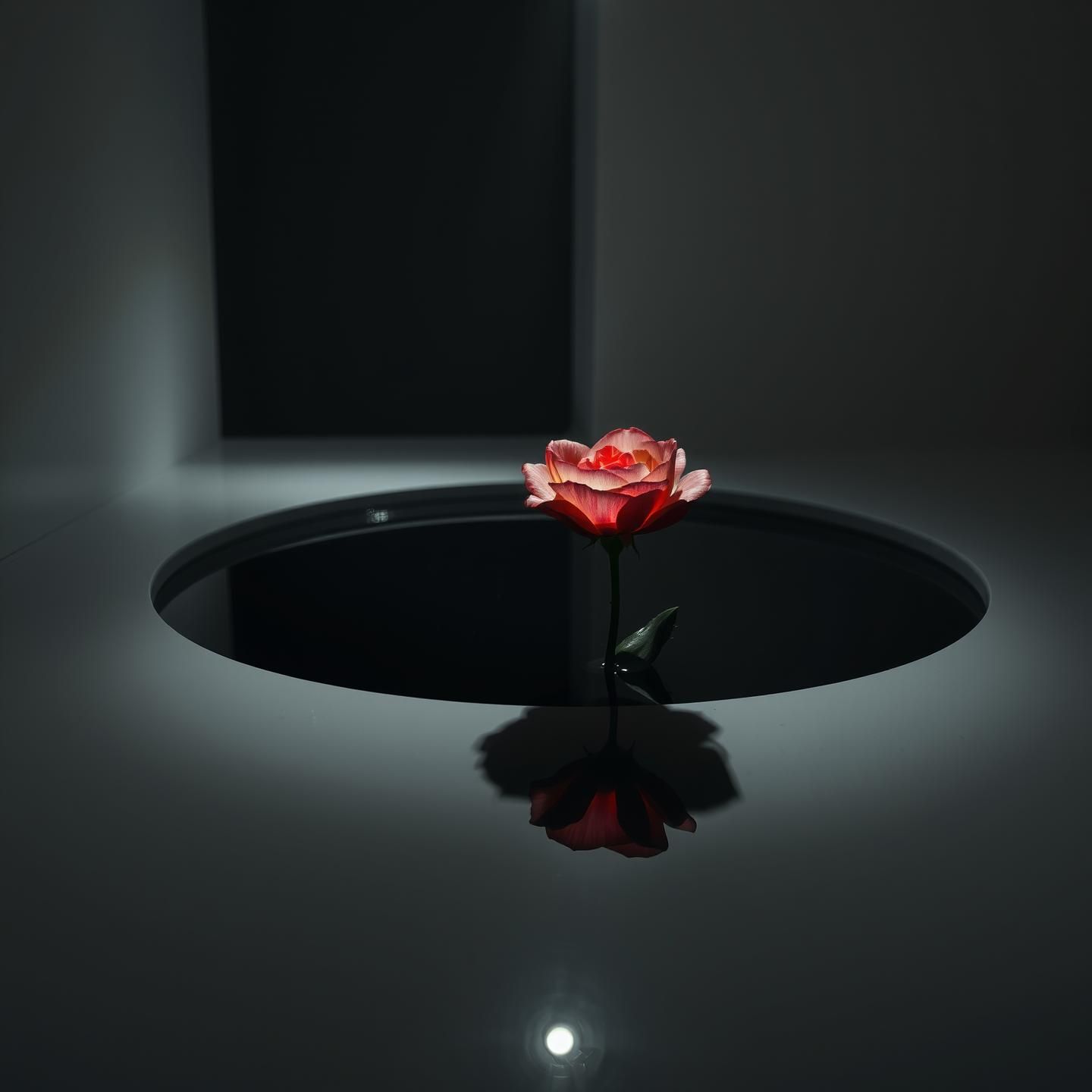 Elegant Flower Reflection in Oil - Moody, Modern Interior, 8K Masterpiece
 | Unfold Lens