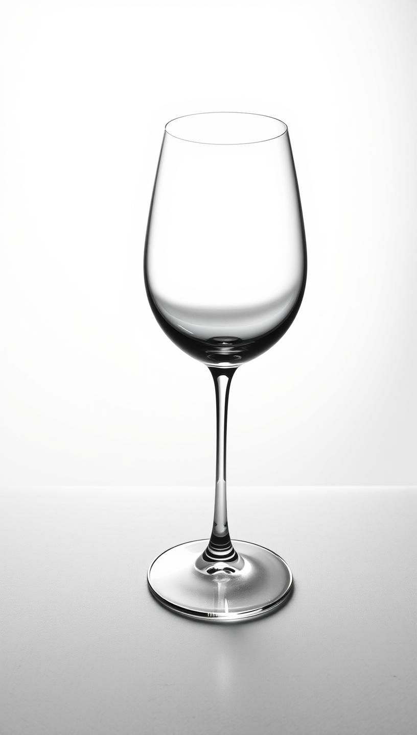 Elegant Wine Glass Silhouette: Minimalist Beauty in Monochrome, High-Res 8K 
 | Unfold Lens