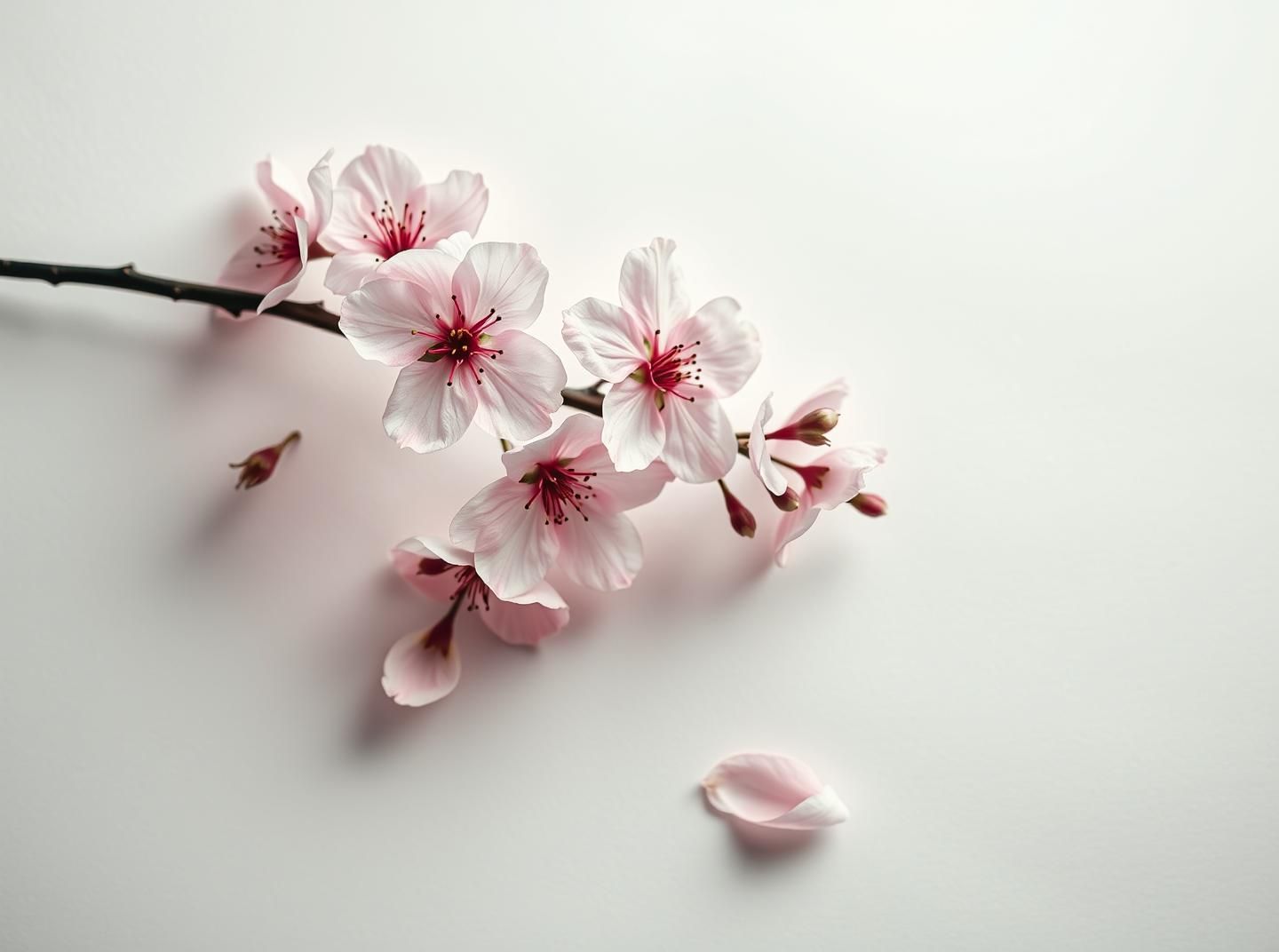 Ethereal Cherry Blossom Branch: Pink Petals in Bloom on Handmade Paper, 8K
 | Unfold Lens