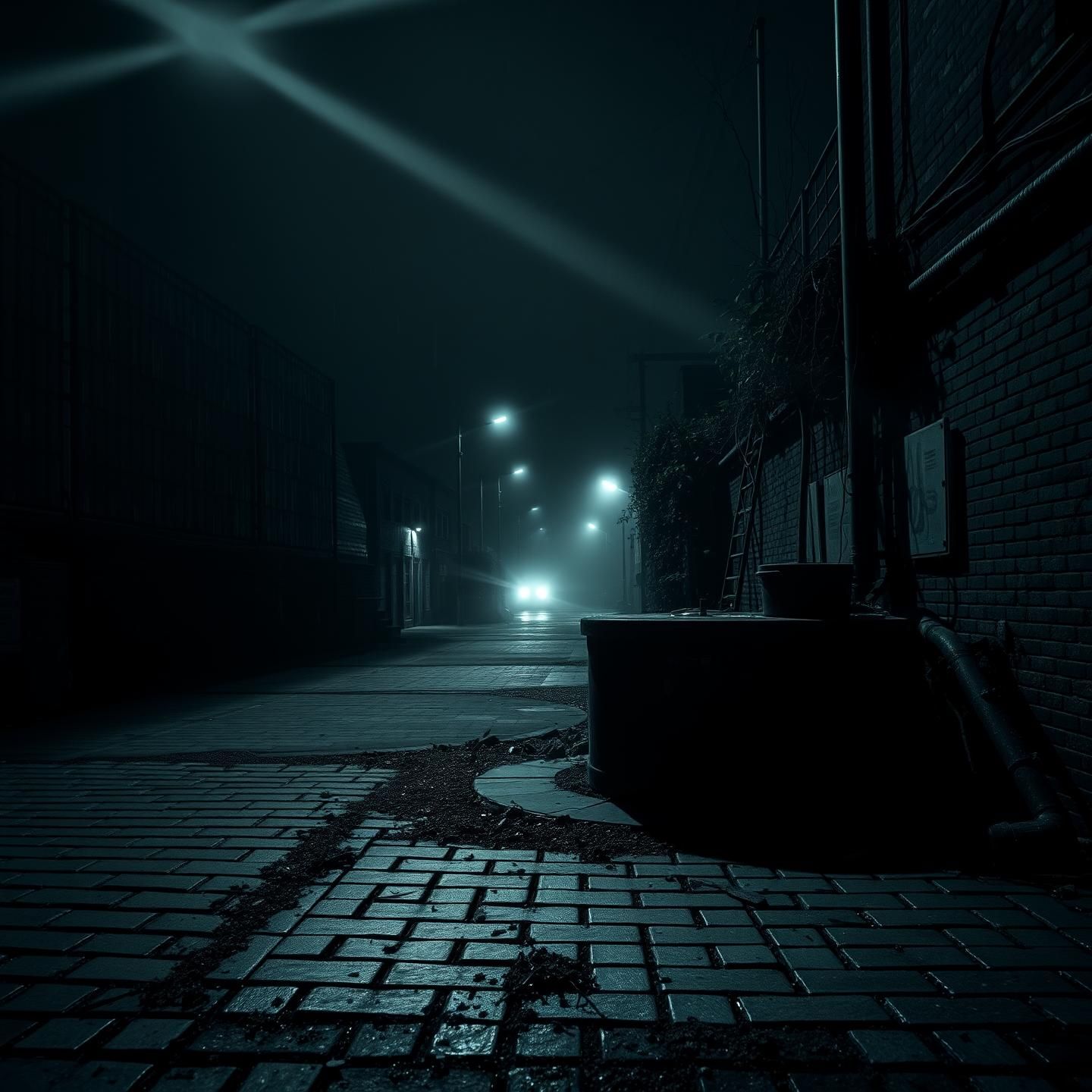 Ethereal Headlights Pierce Fog: Urban Nightscape, Monochrome Resilience, 8k
 | Unfold Lens