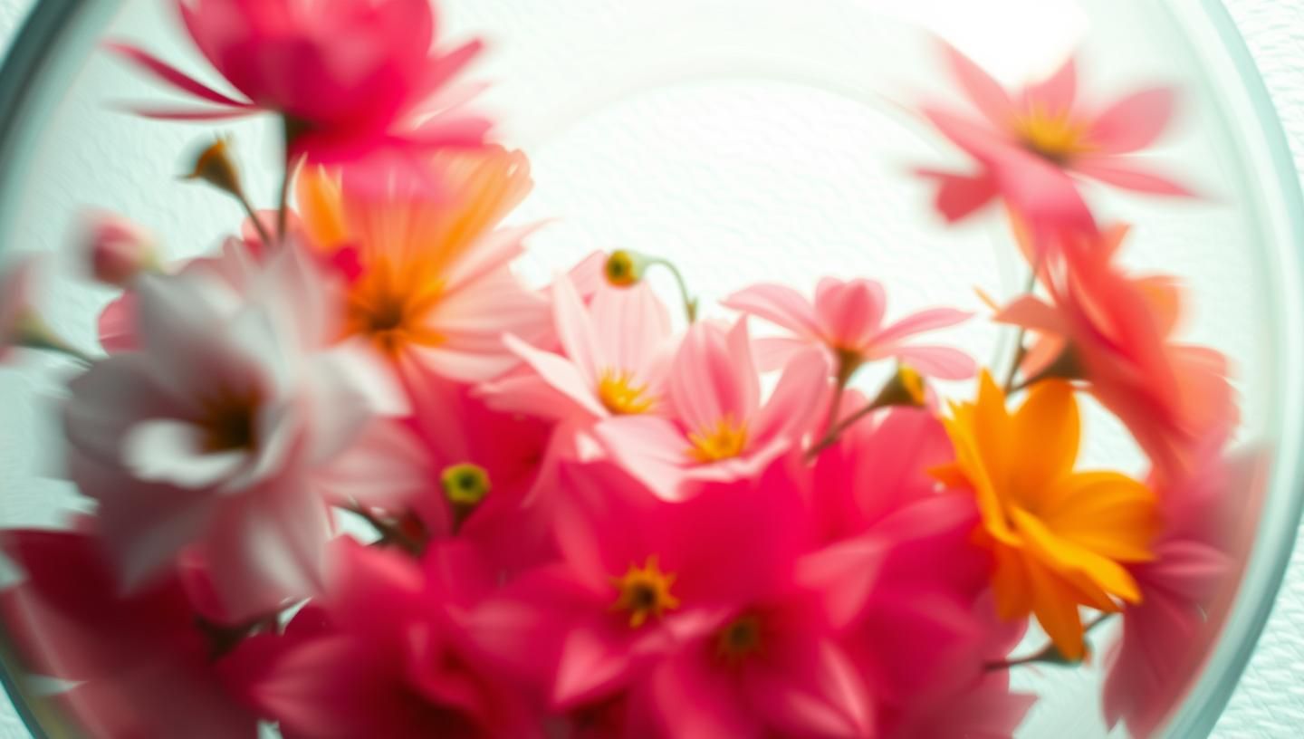 Floral Prism: Abstract Blossoms in Antique Glass - Dreamy 8K Art
 | Unfold Lens