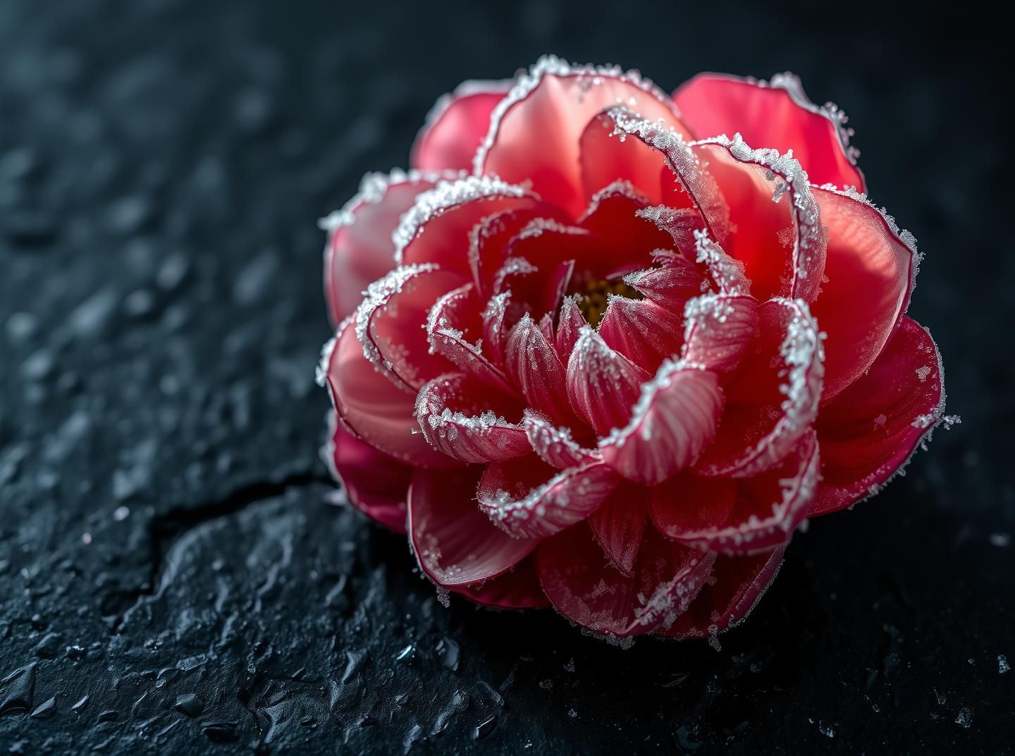 Frosted Flower Macro: Delicate Bloom in Winter's Embrace, 8k Resolution
 | Unfold Lens