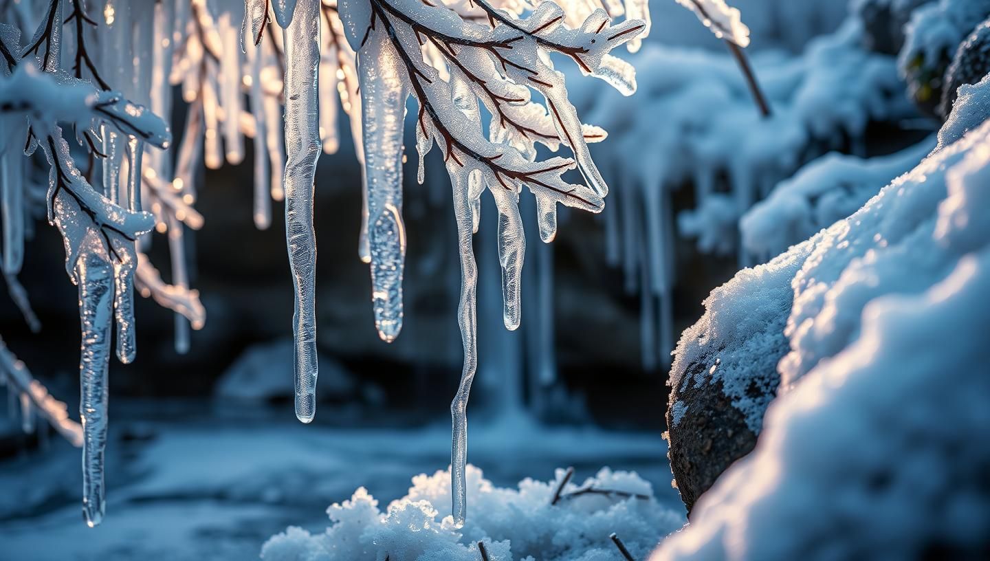Frozen Waterfall Art: Winter Cascade of Ice and Light - 8K Masterpiece 
 | Unfold Lens
