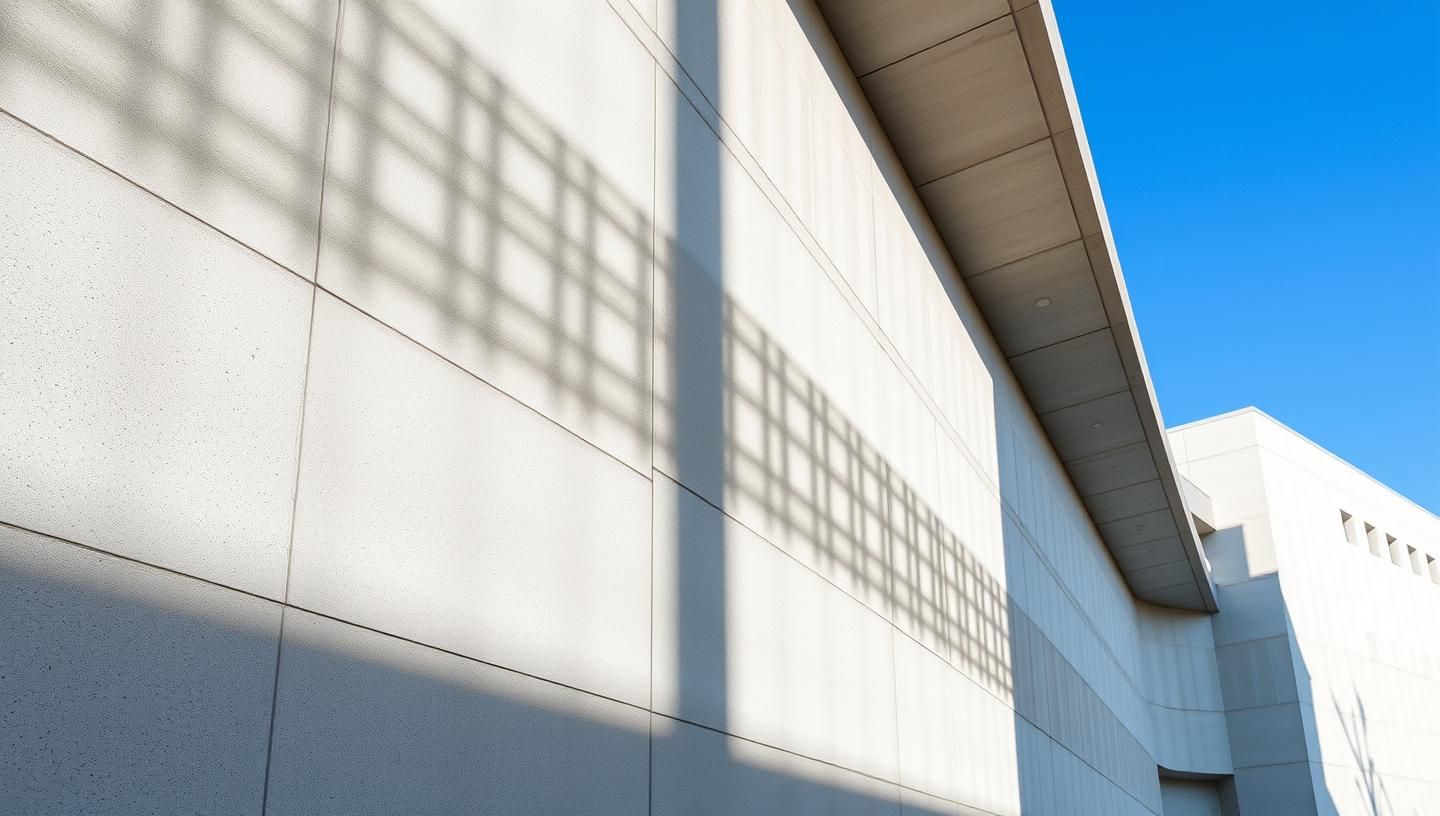 Geometric Shadows Dance: Concrete Art in University's Bold Architecture
 | Unfold Lens