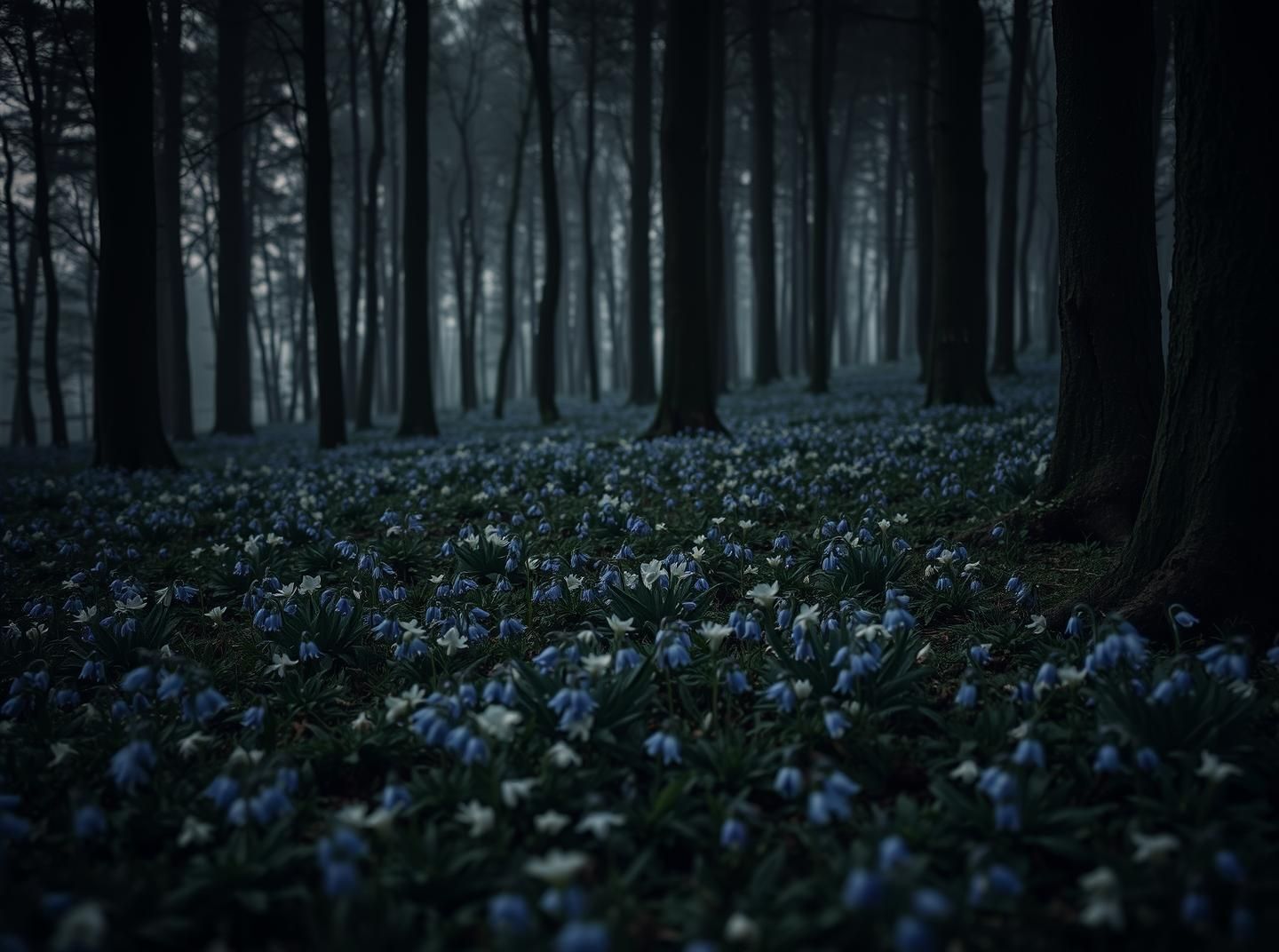 Germany Black Forest Bluebells: Moody Spring Glow - Ethereal Beauty, 8K
 | Unfold Lens