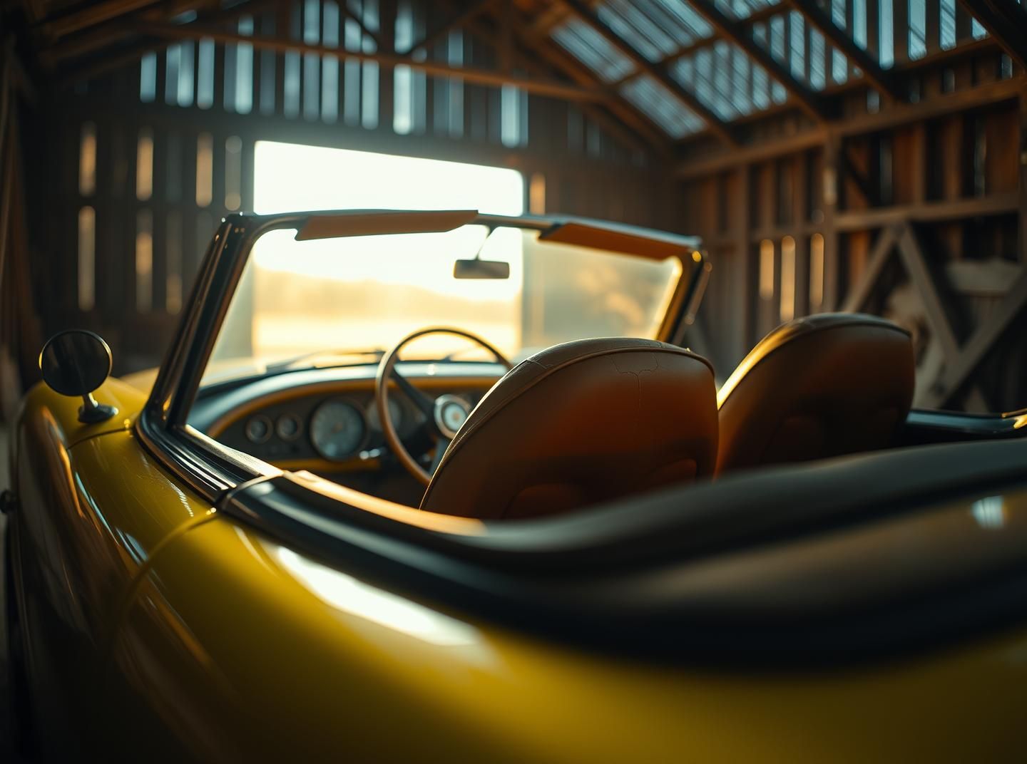 Golden Hour Barn Find: Vintage Convertible Seat in 8K Resolution
 | Unfold Lens