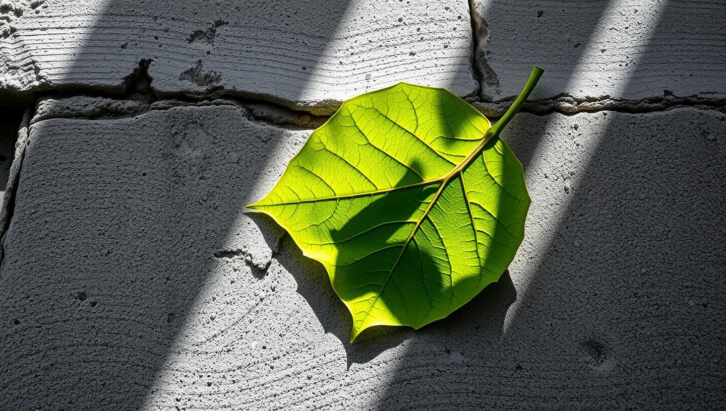 Green Leaf on Stone Building Facade: Inspiring Nature Photography Texture
 | Unfold Lens