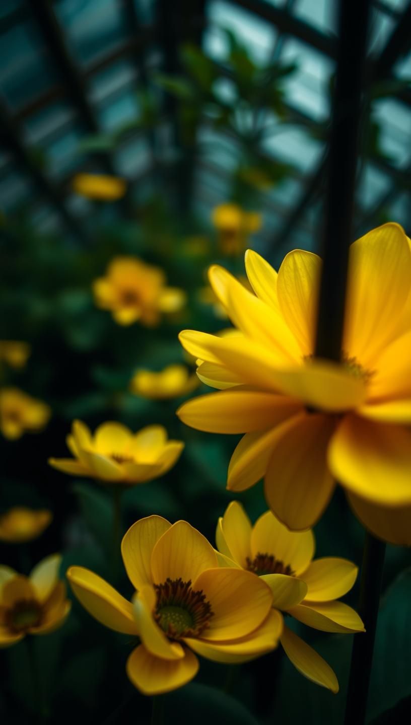 Greenhouse Impression: Abstract Color Field Photo - Serene, Inspiring, 8K | Unfold Lens