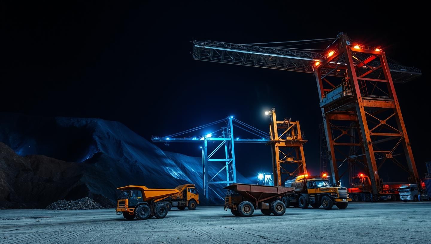 HDR Open-Pit Mine to Port Transformation: Colossal Crane at Night in 8K
 | Unfold Lens