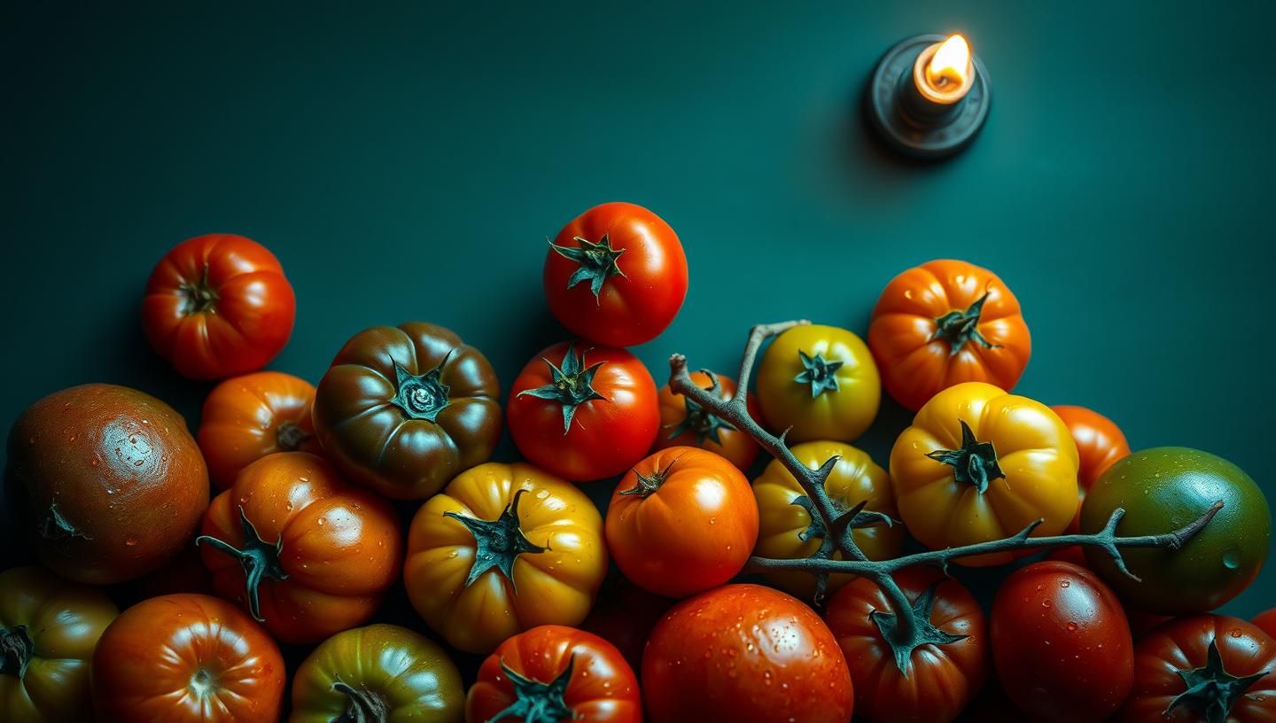Heirloom Tomatoes Still Life: Vibrant, Colorful, and Fresh Produce in 8K
 | Unfold Lens