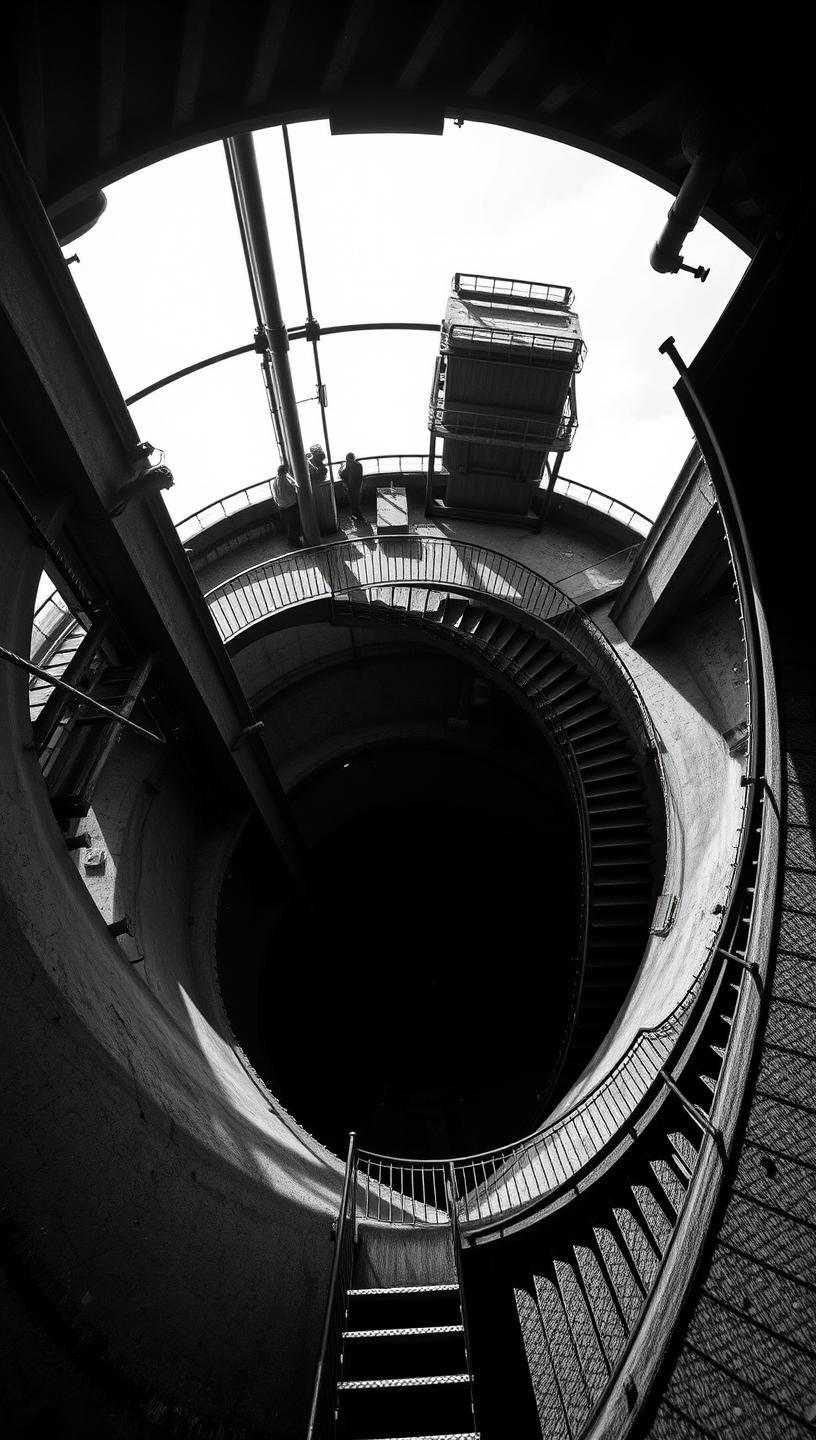 Helical Staircase Abyss: Hypnotic Descent, Monumental Ruin, Architectural Art 8K | Unfold Lens