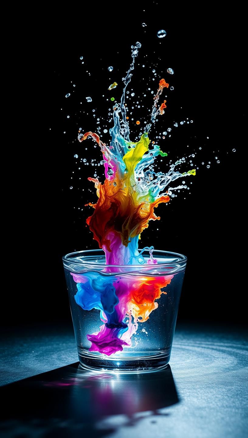 High Speed Splash Photo: Abstract Liquid Art with Vibrant Colors & Dynamic Motion | Unfold Lens