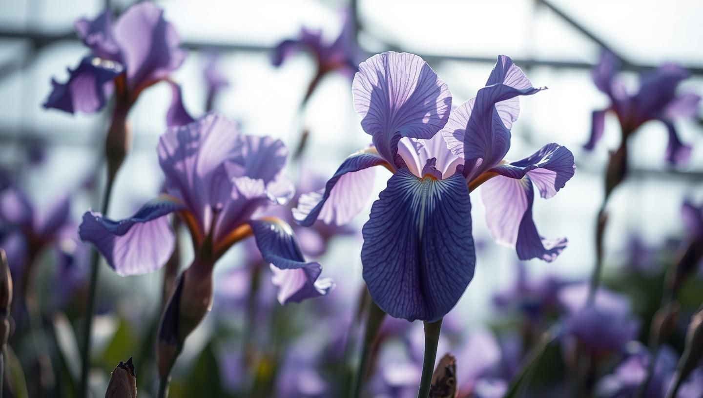Indigo Iris Petals Fine Art: Botanical Still Life - Serene Color Pop
 | Unfold Lens