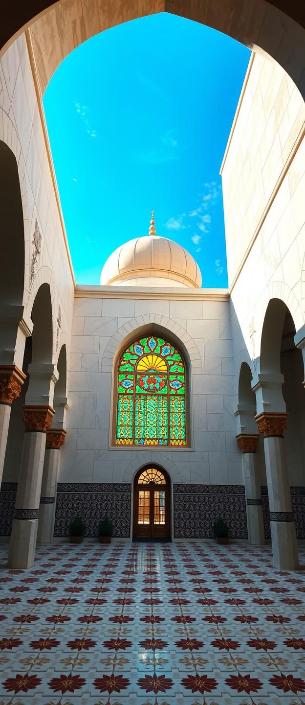 Inspiring Islamic Architecture: Geometric Patterns in Colorful Light, 8K 
 | Unfold Lens