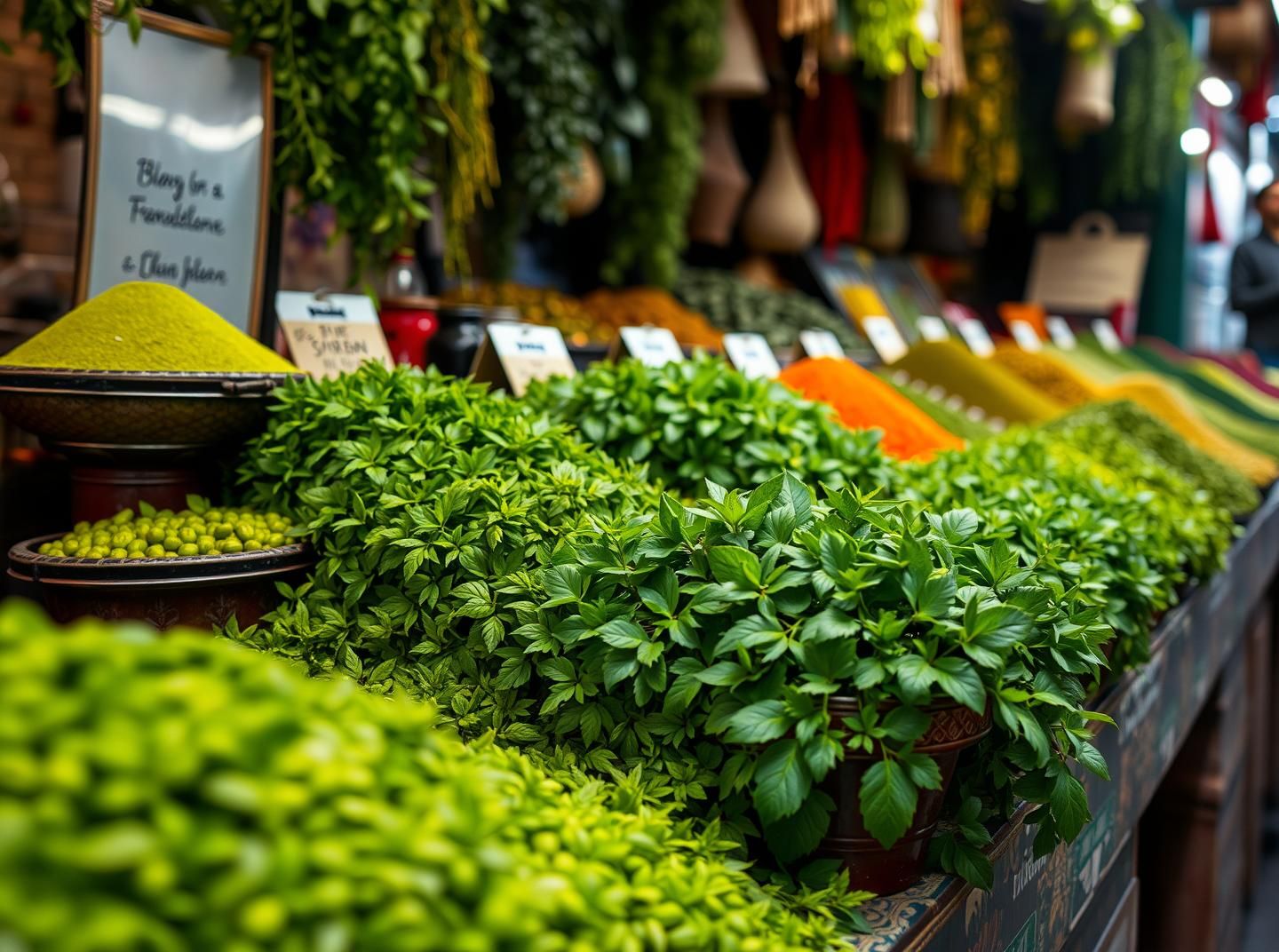 Lush Green Foliage at Spice Market: Vibrant, Inspiring Color Display | Unfold Lens