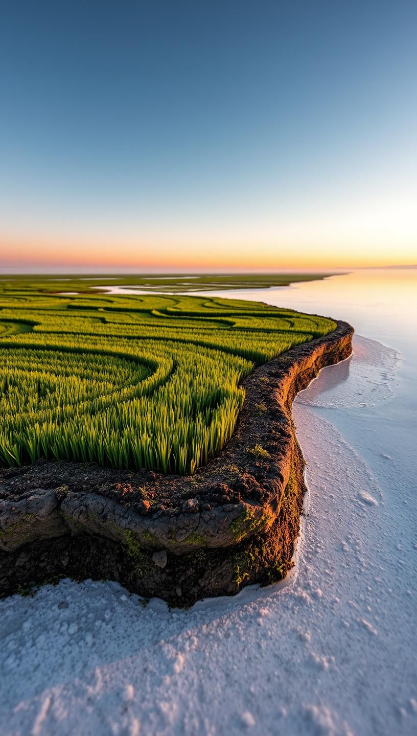 Lush Green Rice Terrace Meets Bolivia Salt Flats Sunset, Hyperreal 8K Photography
 | Unfold Lens