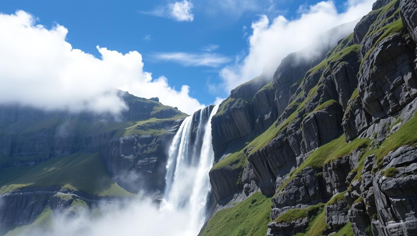 Machu Picchu Waterfall Cascade: Inspiring Peruvian Andes Mountain Grandeur
 | Unfold Lens